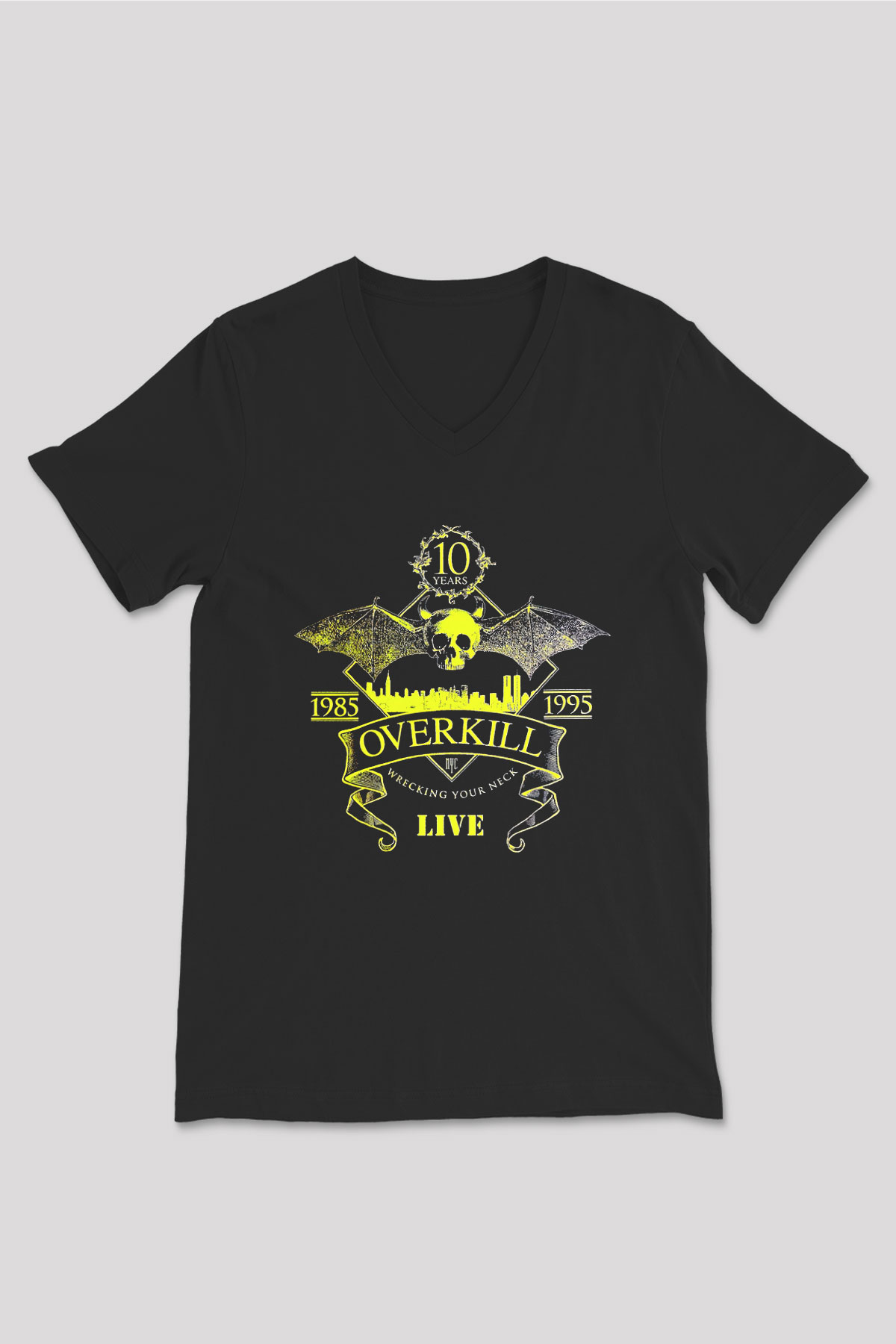 Overkill Siyah Unisex V Yaka Tişört T-Shirt