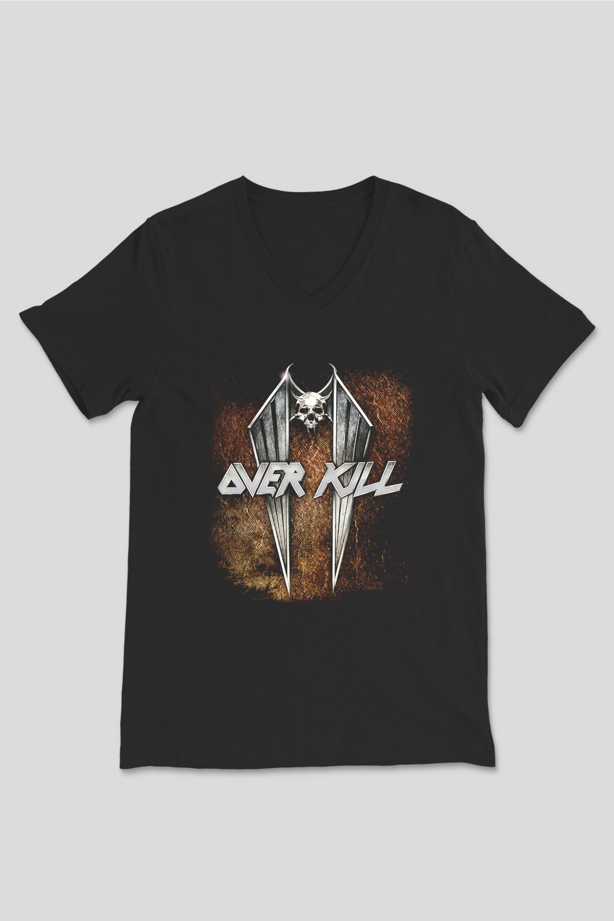 Overkill Siyah Unisex V Yaka Tişört T-Shirt