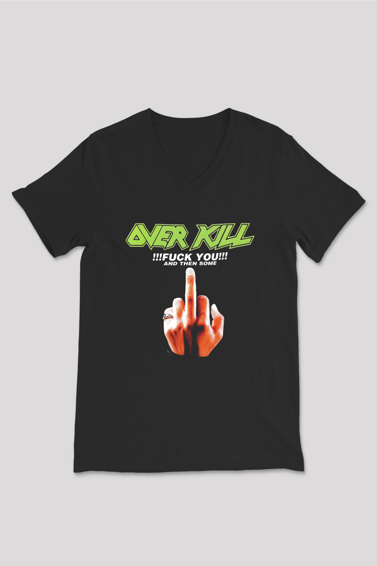 Overkill Siyah Unisex V Yaka Tişört T-Shirt