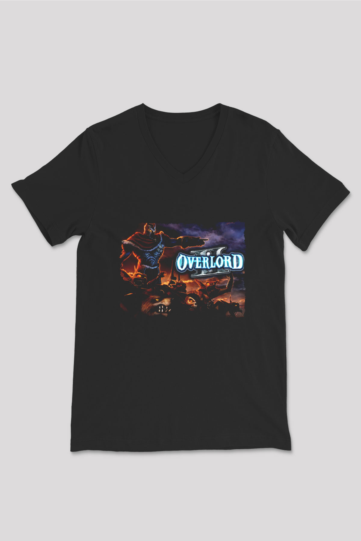 Overlord Siyah Unisex V Yaka Tişört