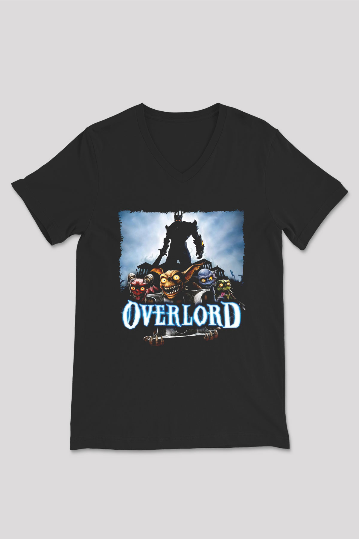 Overlord Siyah Unisex V Yaka Tişört