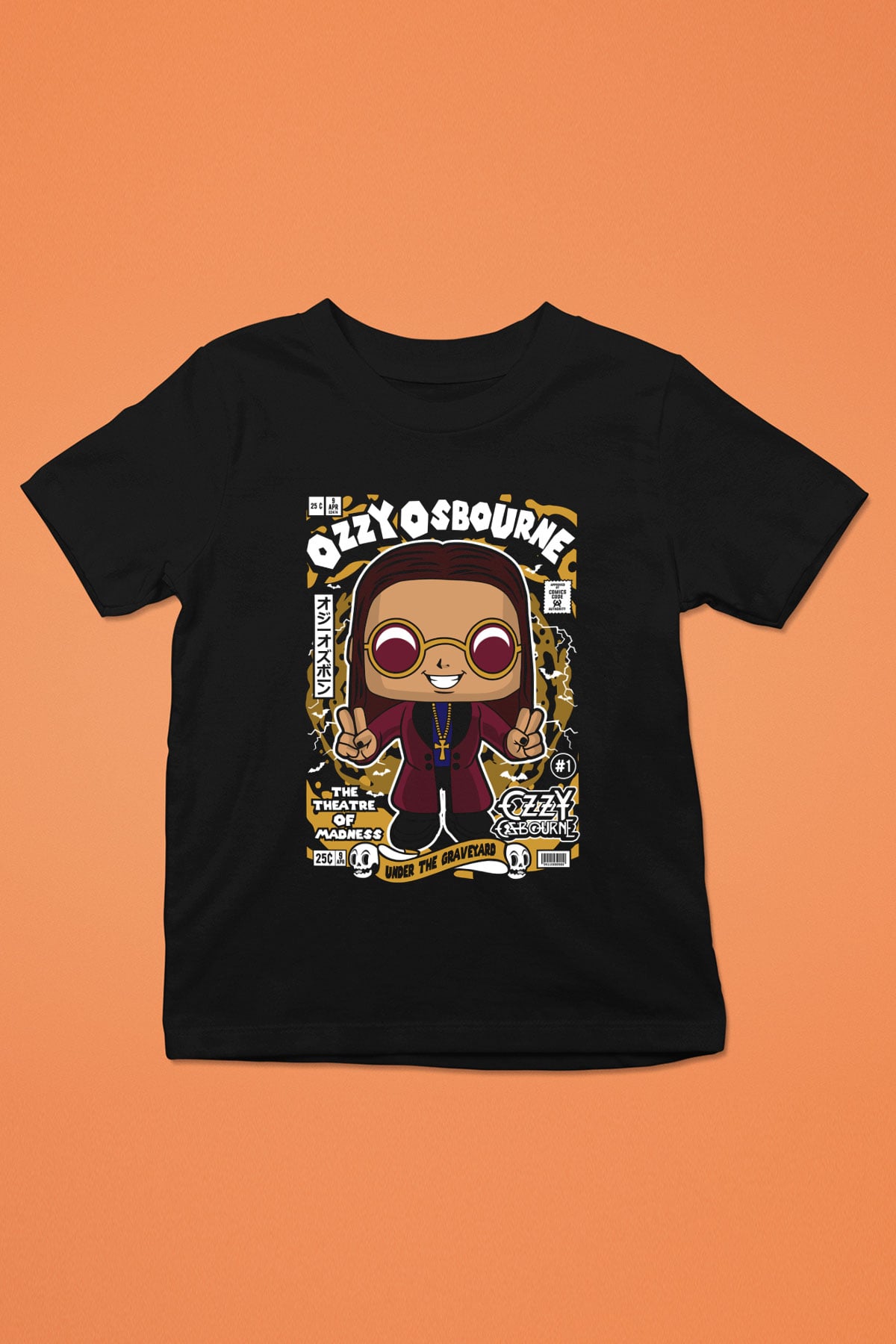 Ozzy Osbourne Baskılı Unisex Siyah Çocuk Tişört