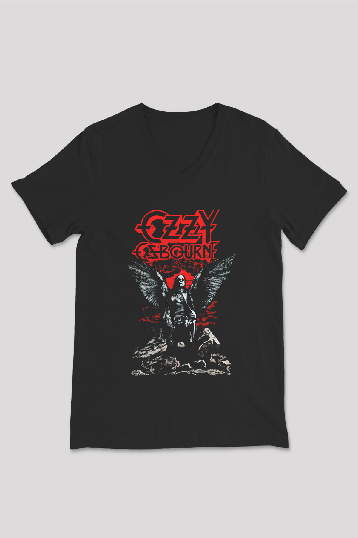 Ozzy Osbourne Siyah Unisex V Yaka Tişört