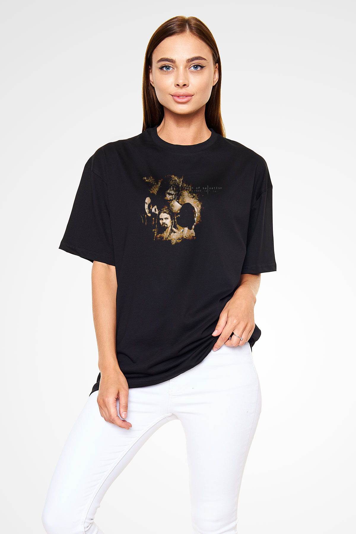 Pain Of Salvation Baskılı Unisex Siyah Oversize Tişört - Tshirt