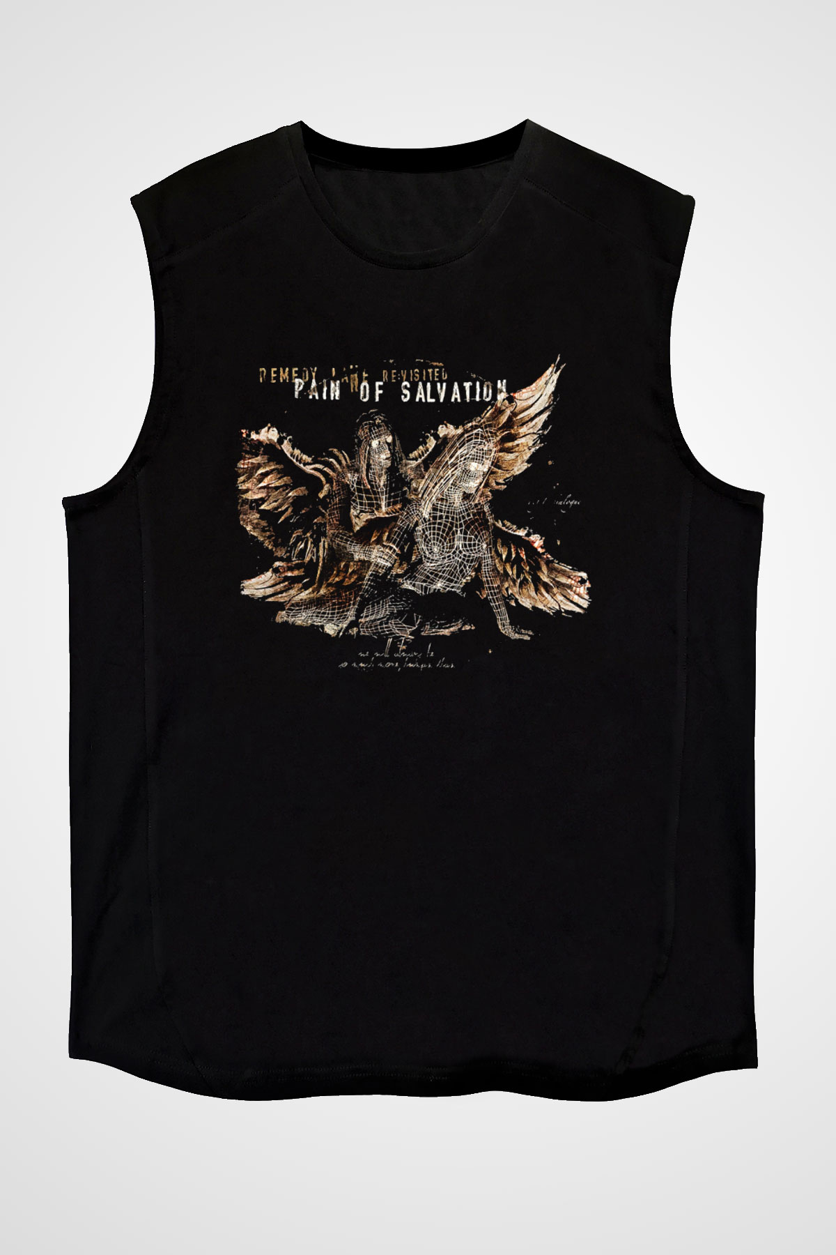 Pain Of Salvation Baskılı Unisex Siyah Kolsuz Tişört - Tshirt