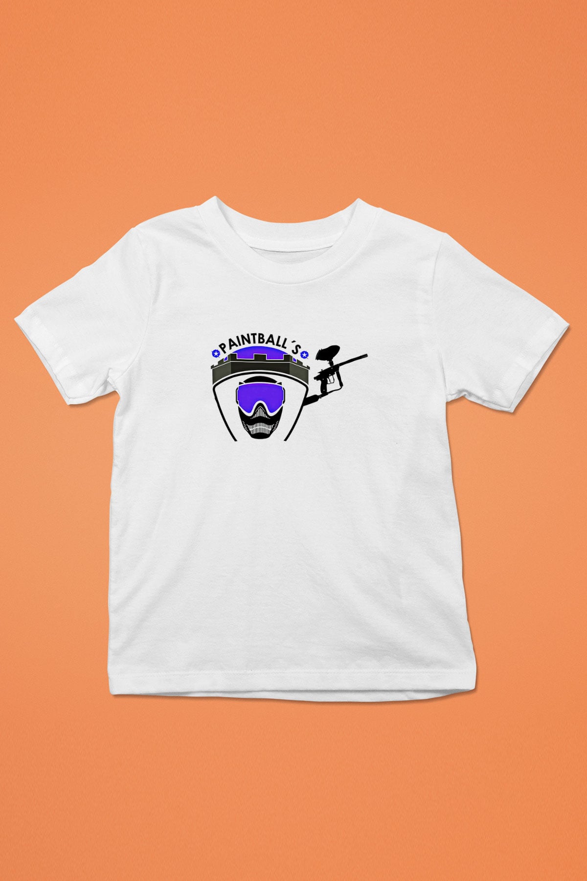 Paintball Baskılı Unisex Beyaz Çocuk Tişört - Tshirt