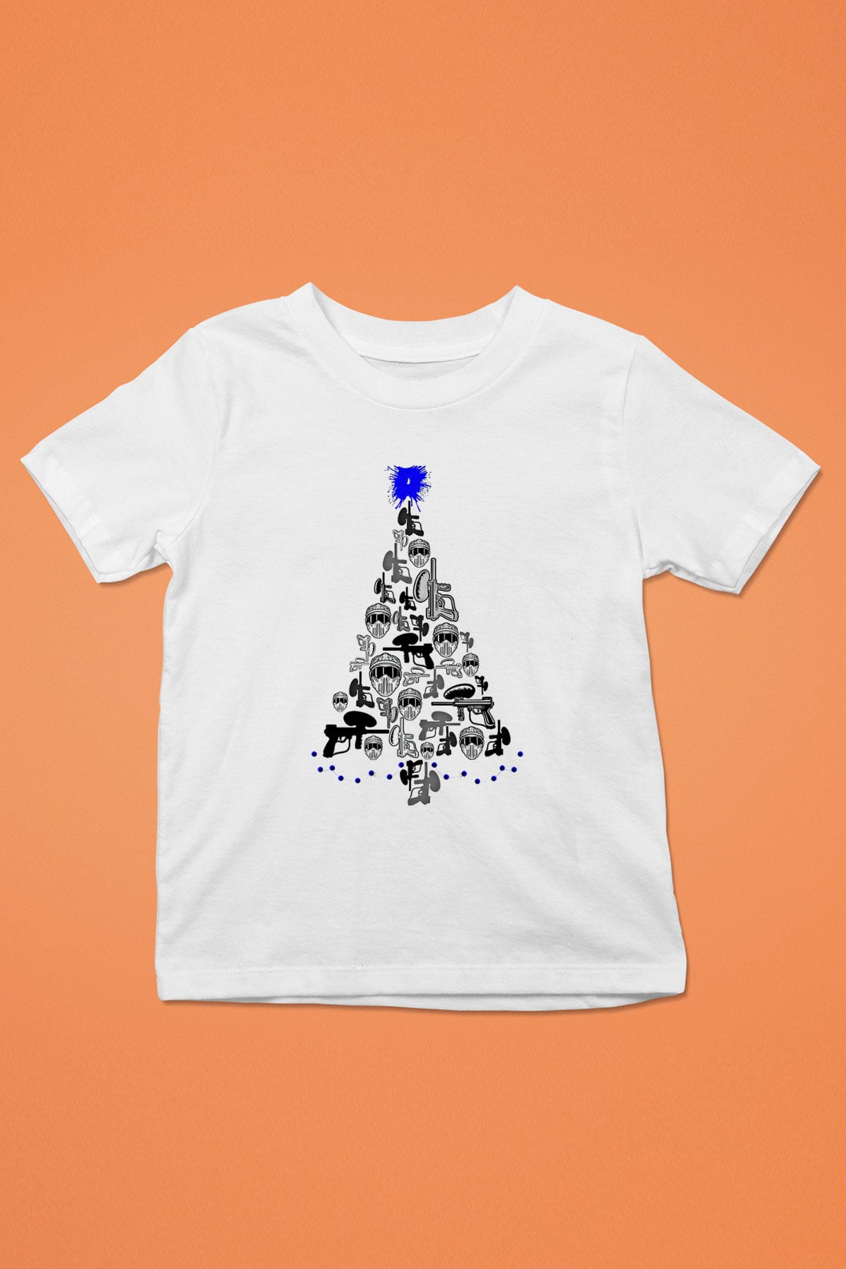 Paintball Baskılı Unisex Beyaz Çocuk Tişört - Tshirt