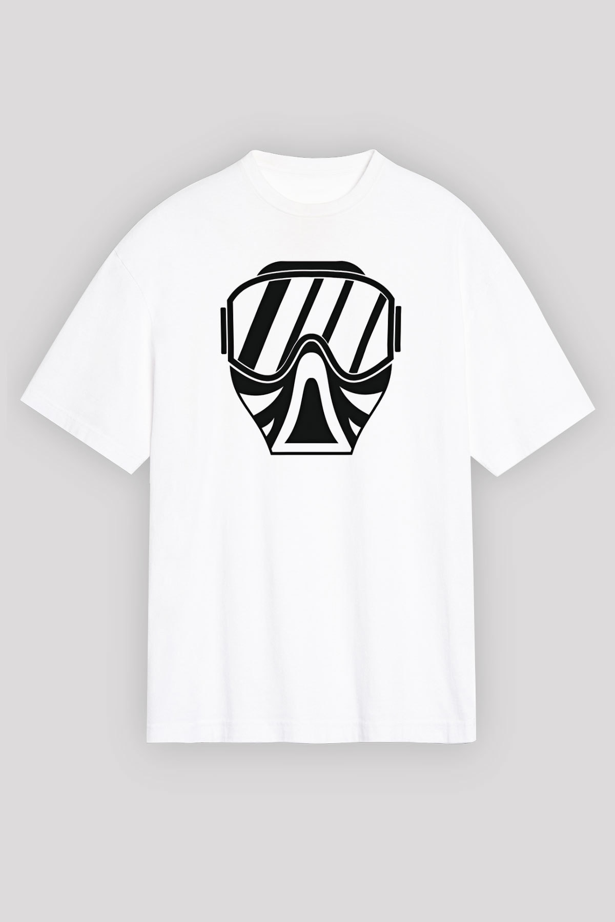 Paintball Baskılı Unisex Beyaz Oversize Tişört - Tshirt