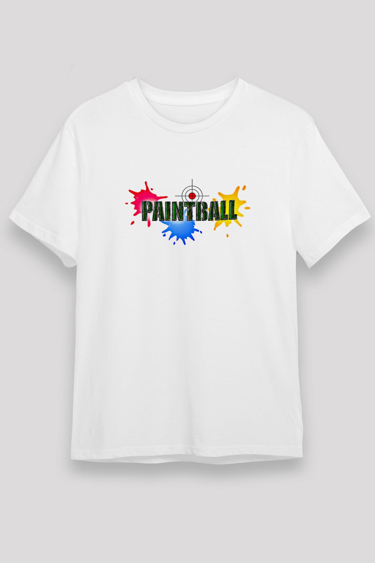 Paintball Baskılı Unisex Beyaz Tişört - Tshirt