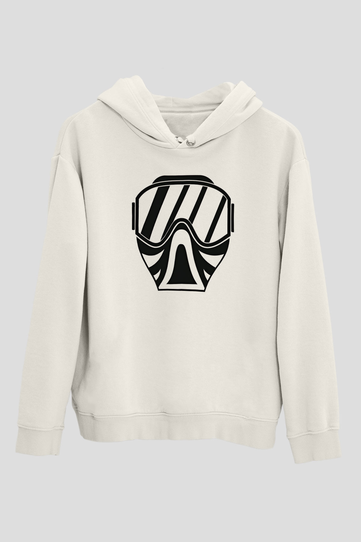 Paintball Baskılı Unisex Ekru Hoodie