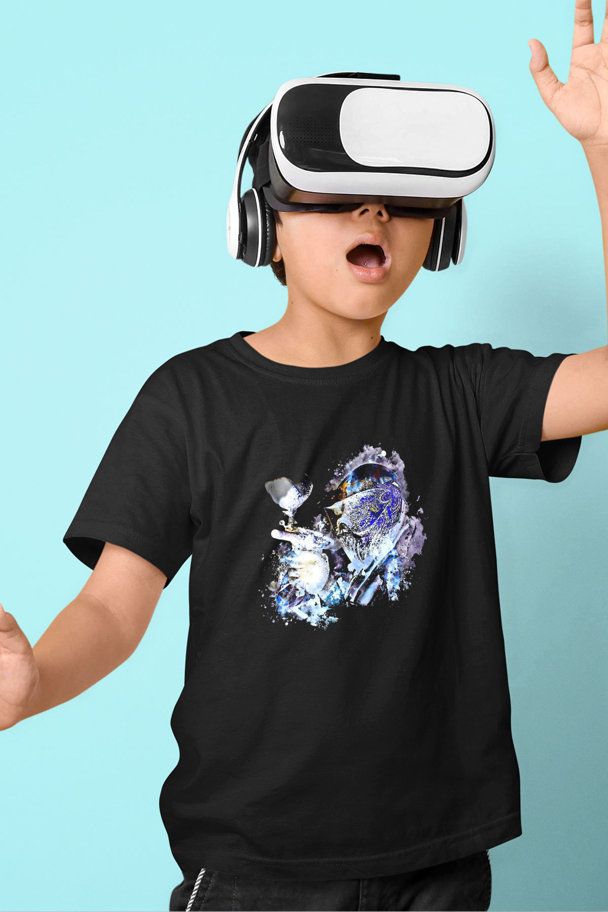 Paintball Baskılı Unisex Siyah Çocuk Tİşörtü - Tshirt
