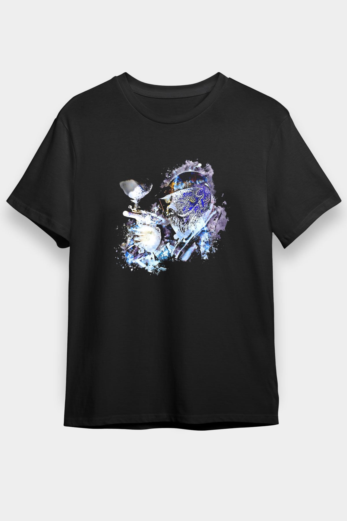Paintball Baskılı Unisex Siyah Tişört - Tshirt