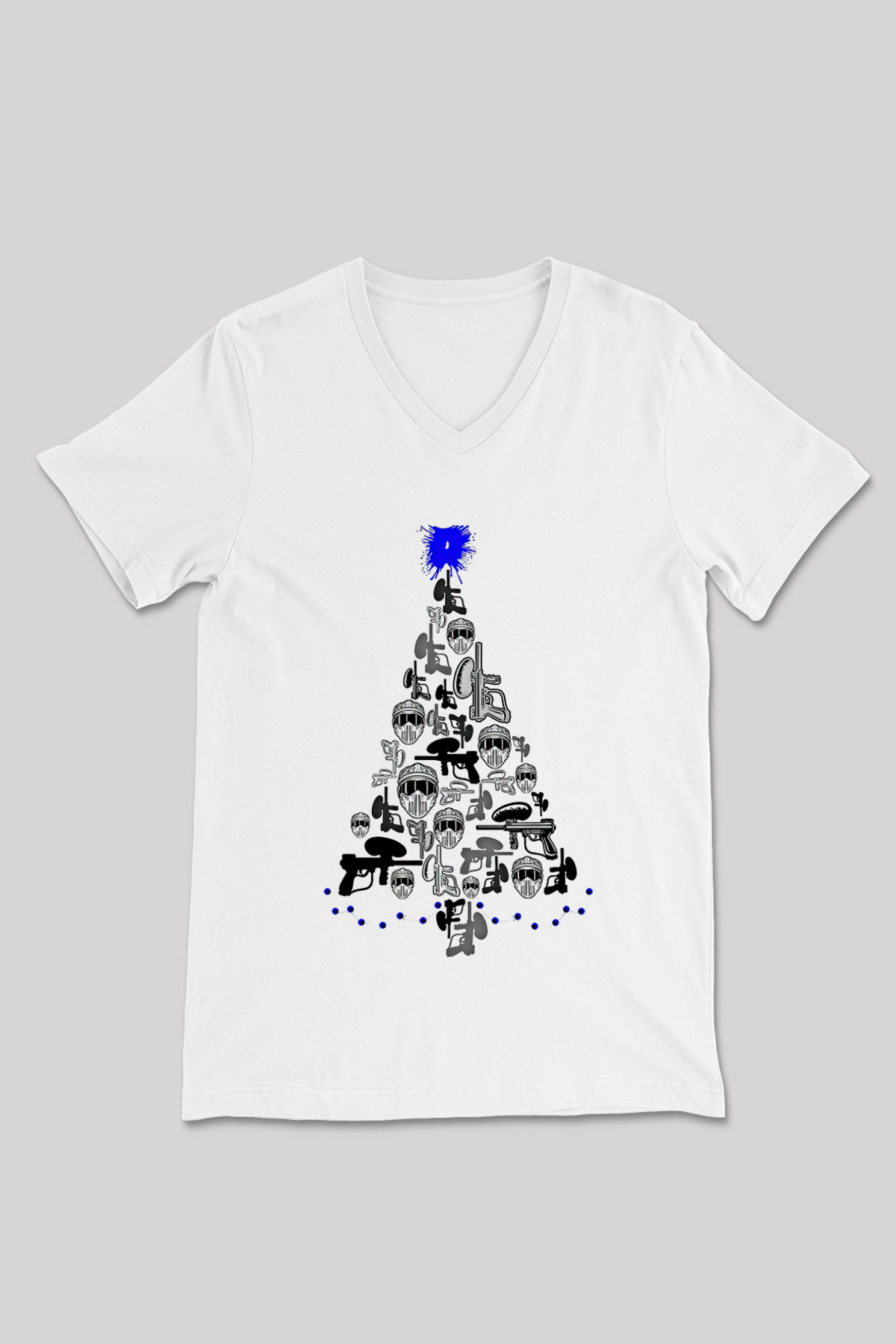 Paintball Baskılı Unisex V Yaka Tişört - Tshirt