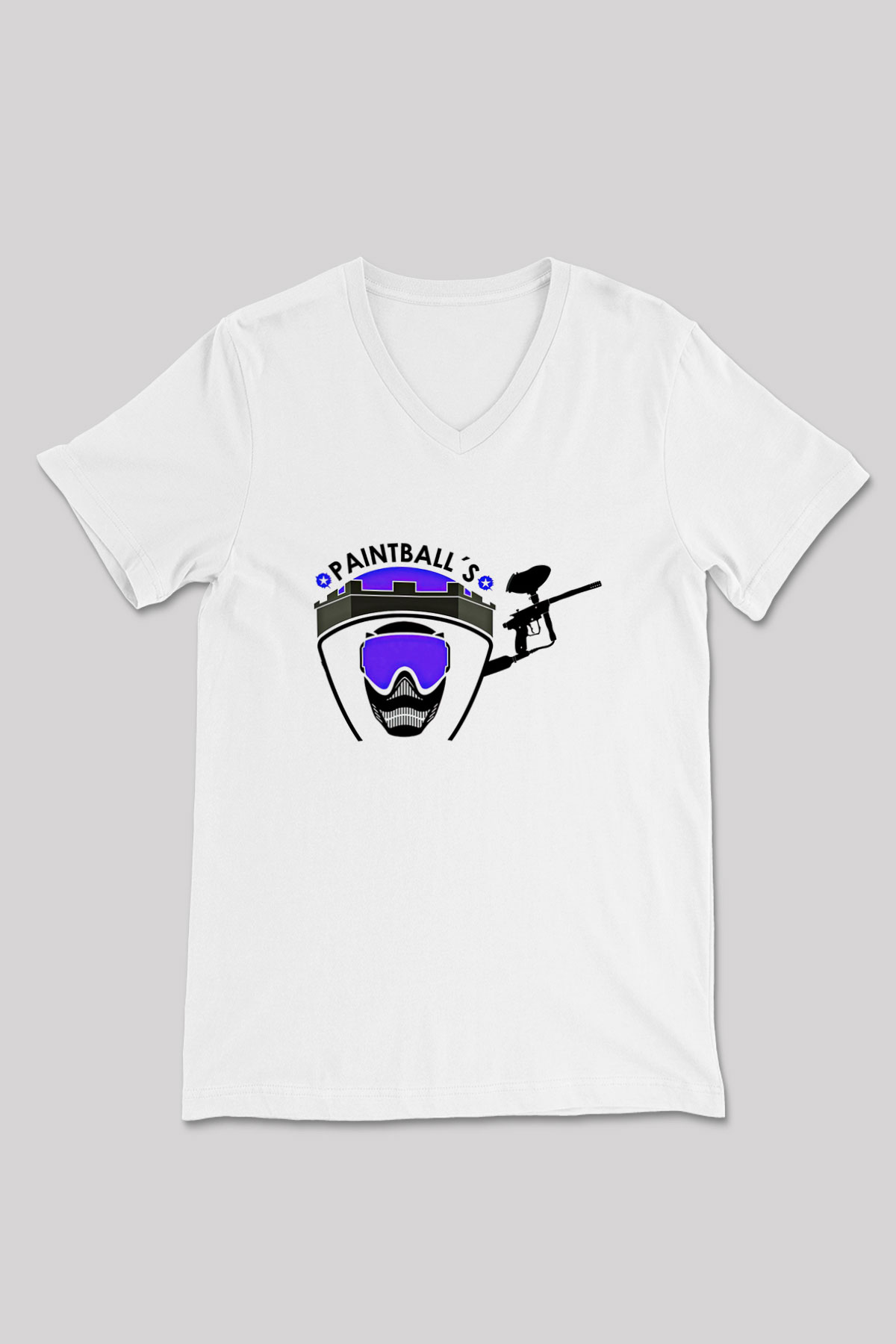 Paintball Baskılı Unisex V Yaka Tişört - Tshirt