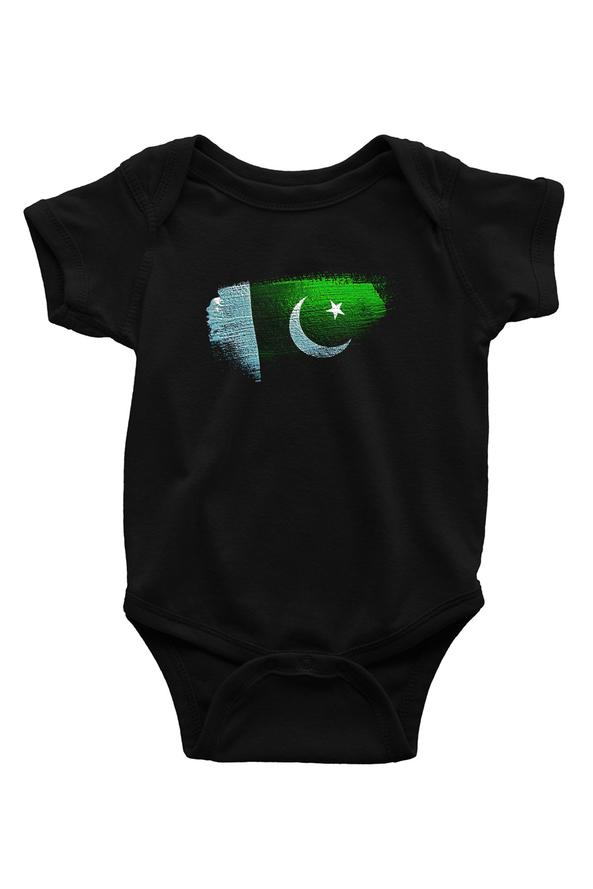 Pakistan Bayrağı Baskılı Unisex Siyah Bebek Body - Zıbın