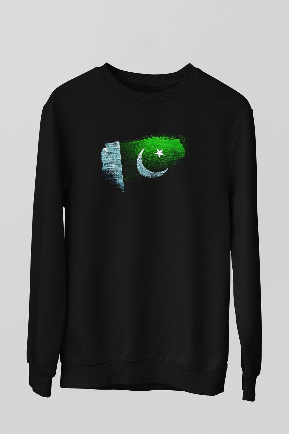 Pakistan Bayrağı Baskılı Unisex Siyah Sweatshirt