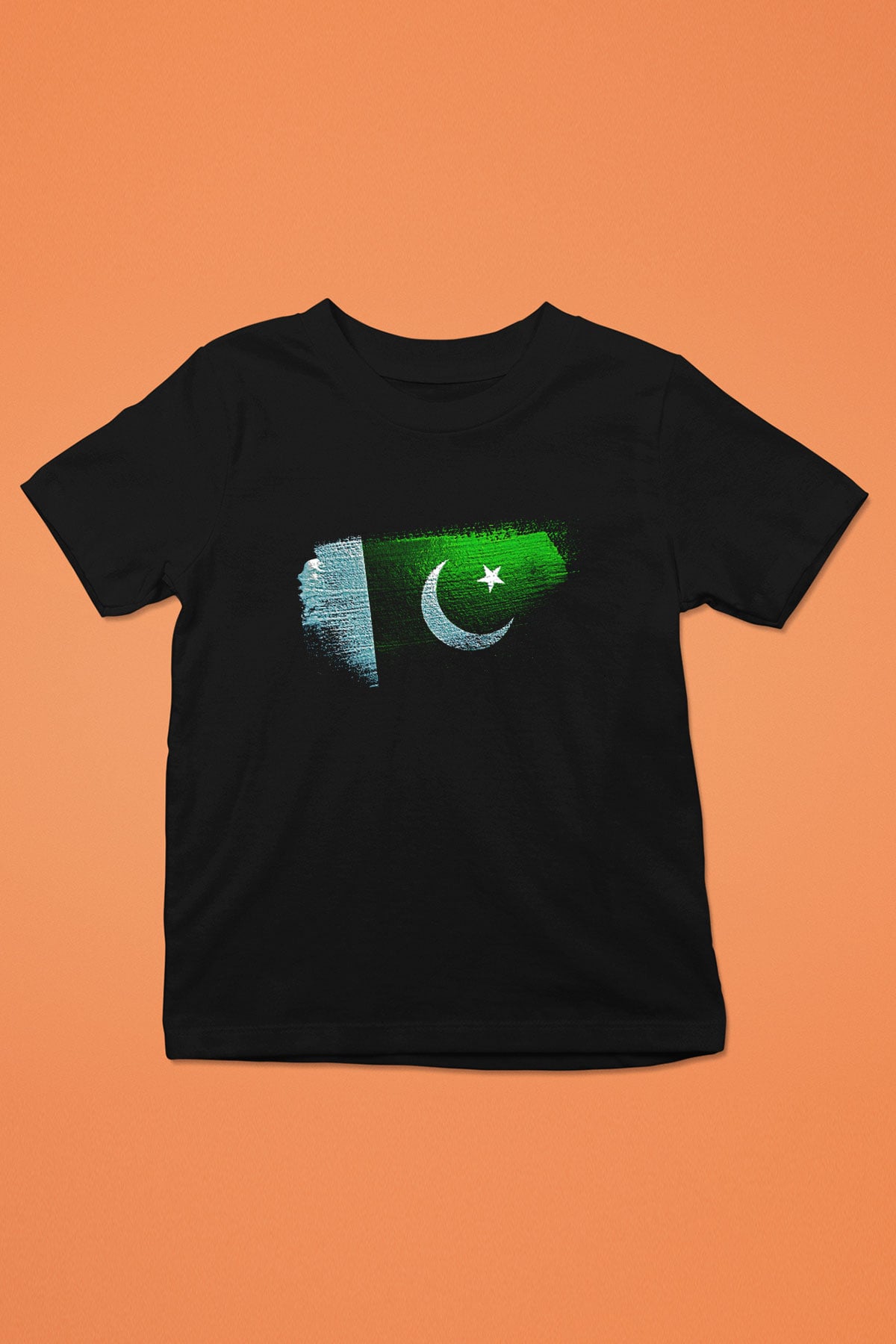 Pakistan Bayrağı Baskılı Unisex Siyah Çocuk Tişörtü