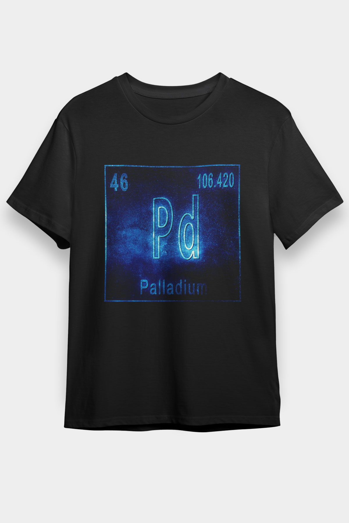 Paladyum Elementi Atom Numarası Baskılı Unisex Siyah Tişört
