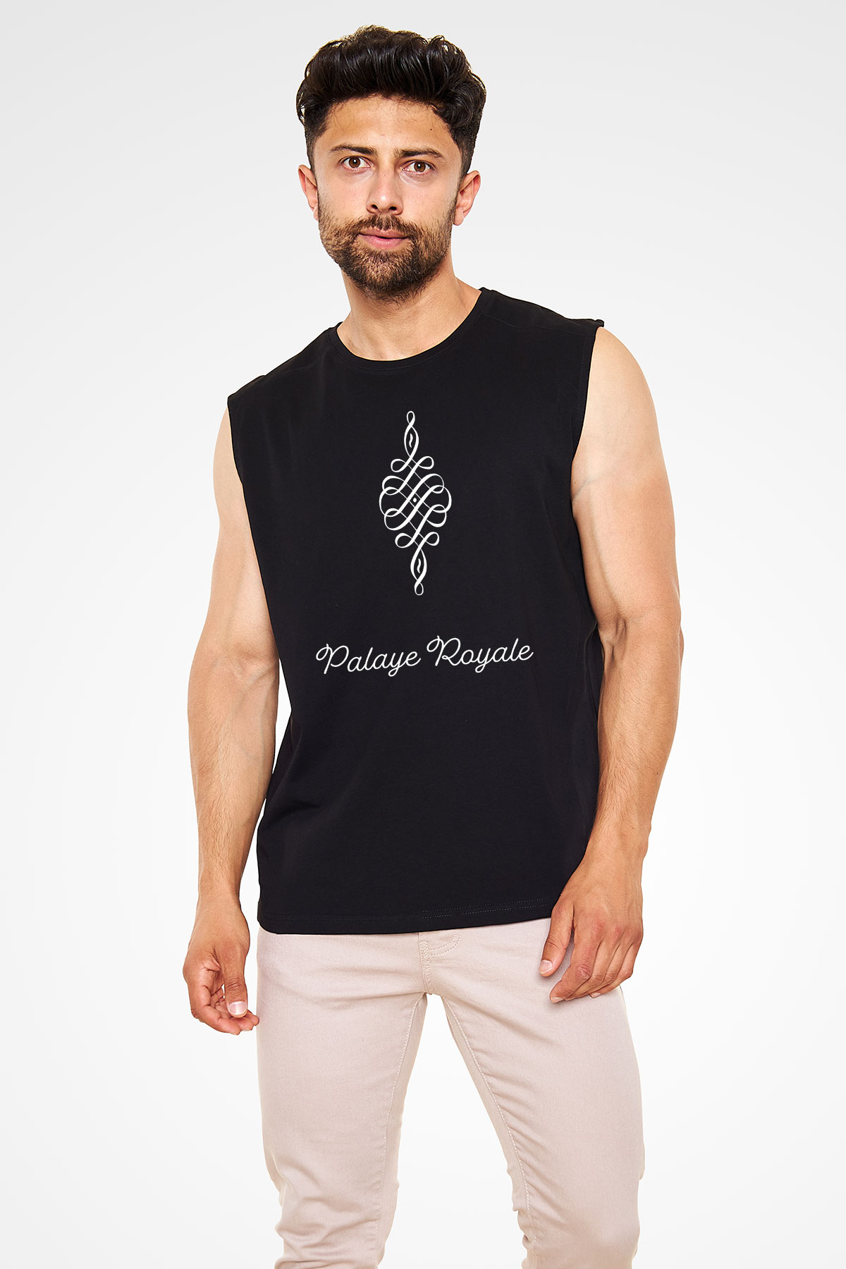 Palaye Royale Baskılı Unisex Siyah Kolsuz Tişört - Tshirt