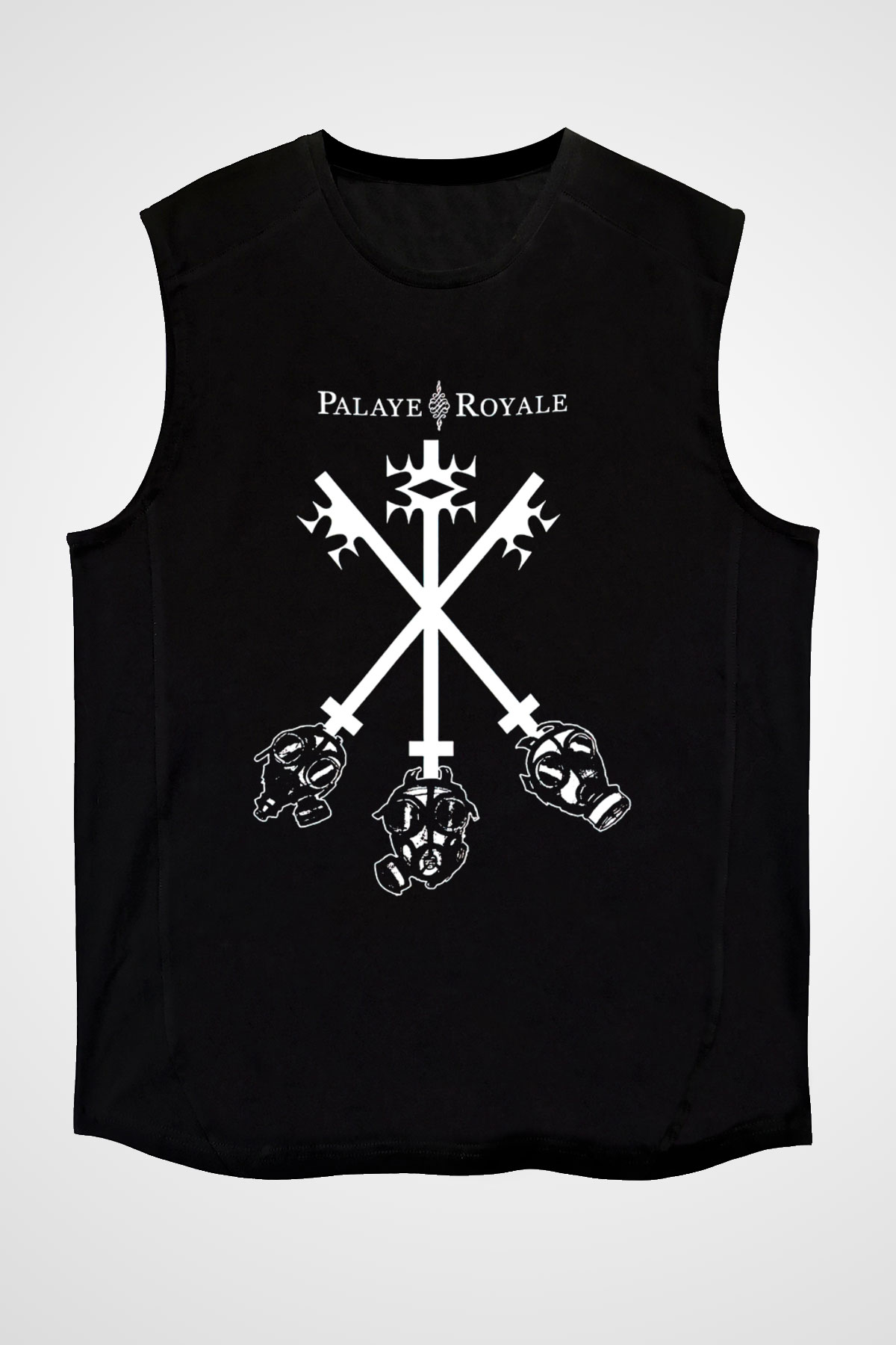 Palaye Royale Baskılı Unisex Siyah Kolsuz Tişört - Tshirt