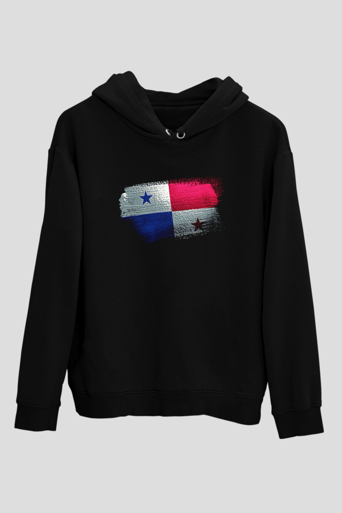 Panama Bayrağı Baskılı Unisex Siyah Kapüşonlu Sweatshirt