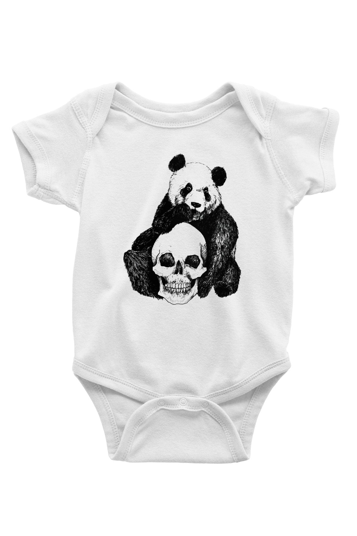 Panda Baskılı Beyaz Unisex Bebek Body - Zıbın