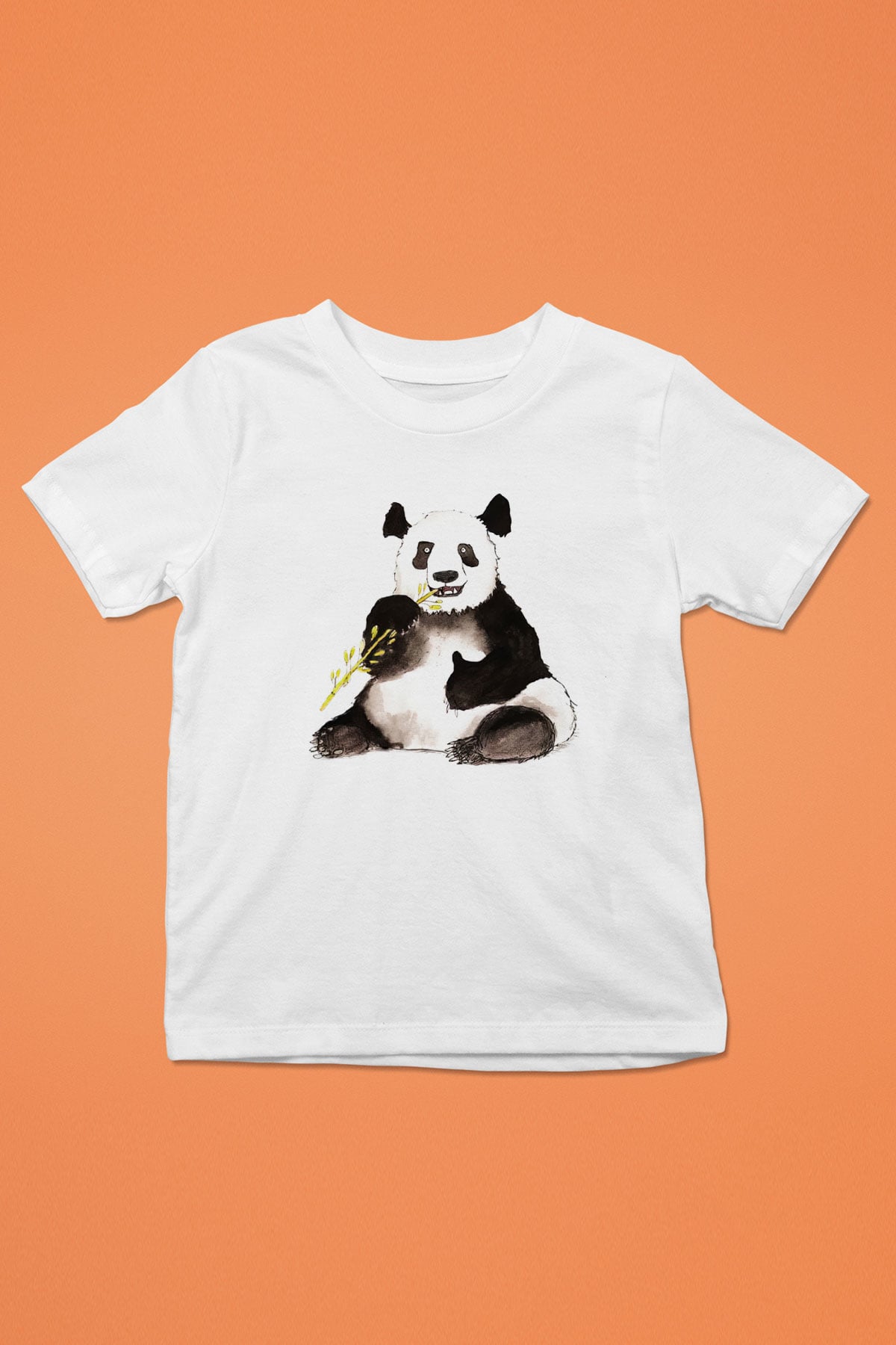 Panda Baskılı Beyaz Unisex Çocuk Tişört