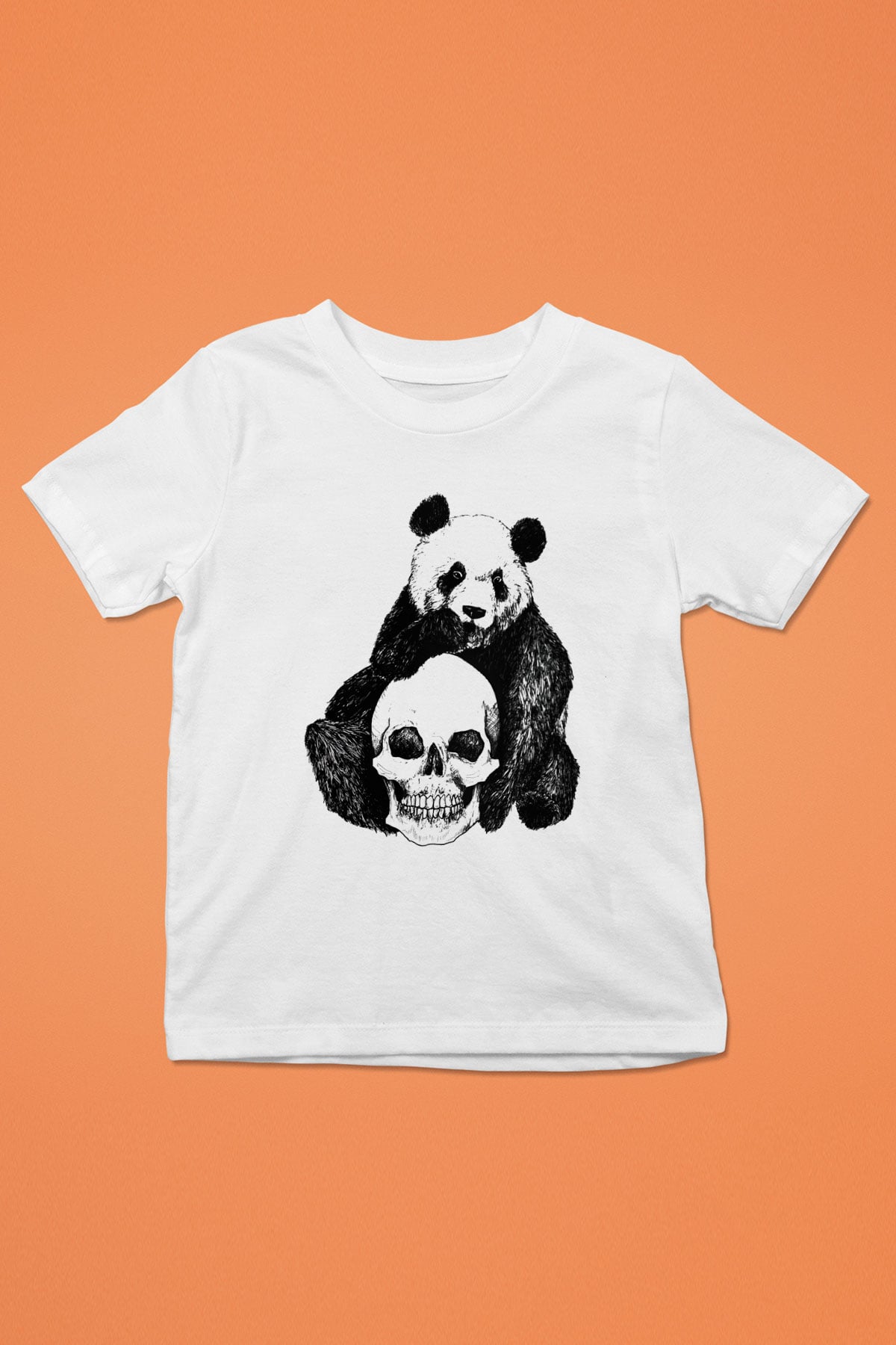 Panda Baskılı Beyaz Unisex Çocuk Tişört