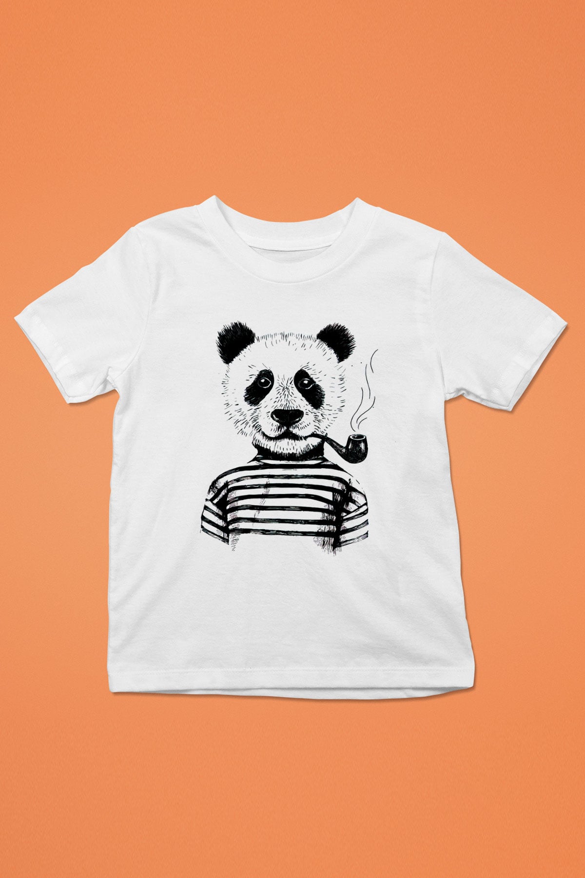 Panda Baskılı Beyaz Unisex Çocuk Tişört