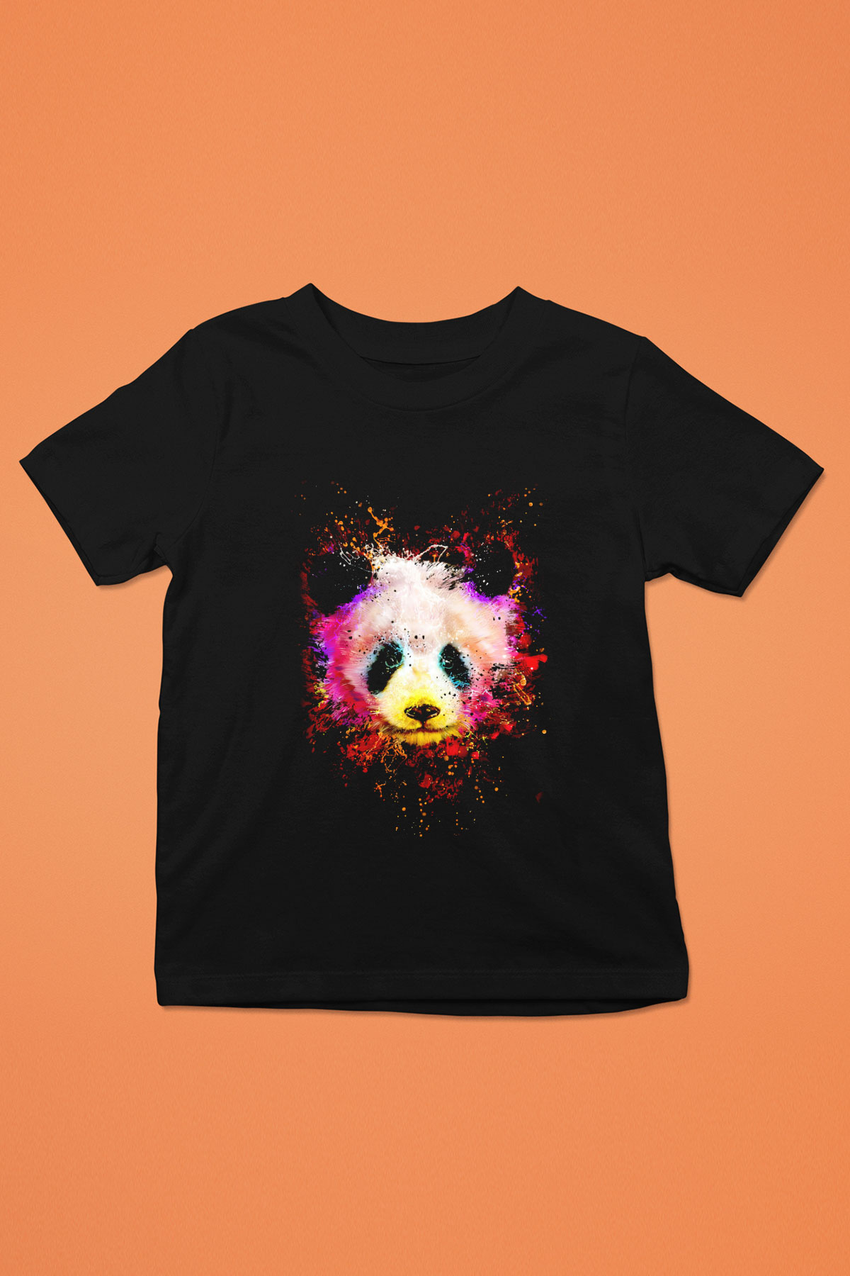 Panda Baskılı Unisex Siyah  Çocuk Tişört