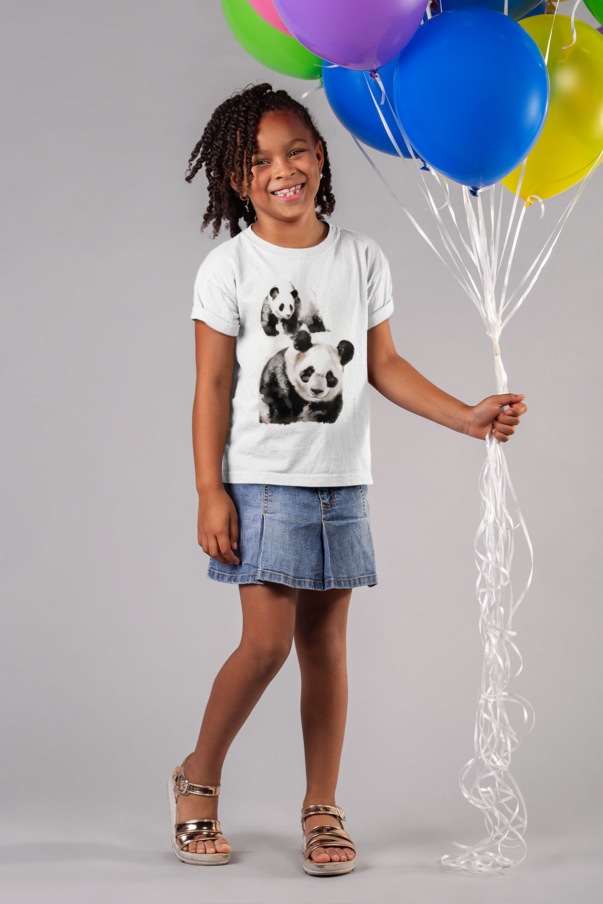 Panda Beyaz Unisex Çocuk Tişört