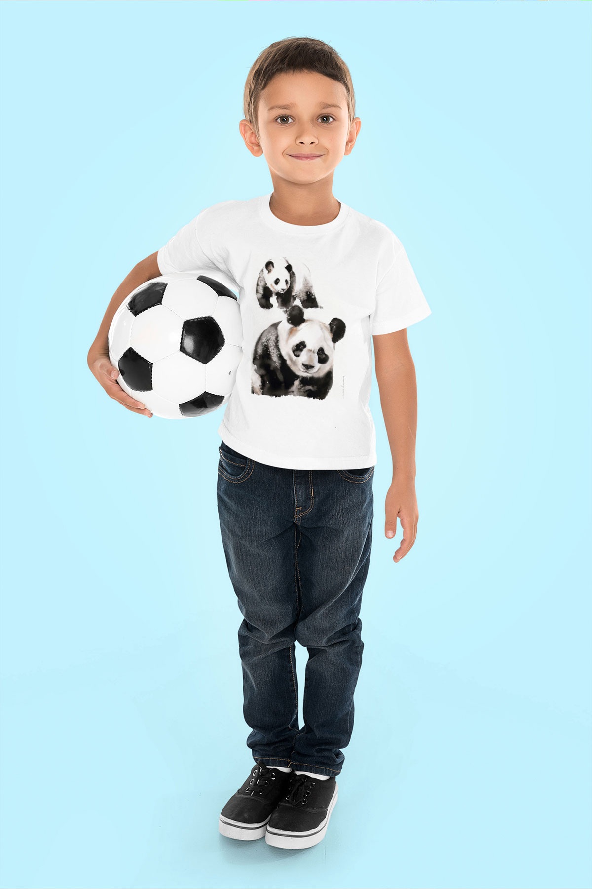 Panda Beyaz Unisex Çocuk Tişört