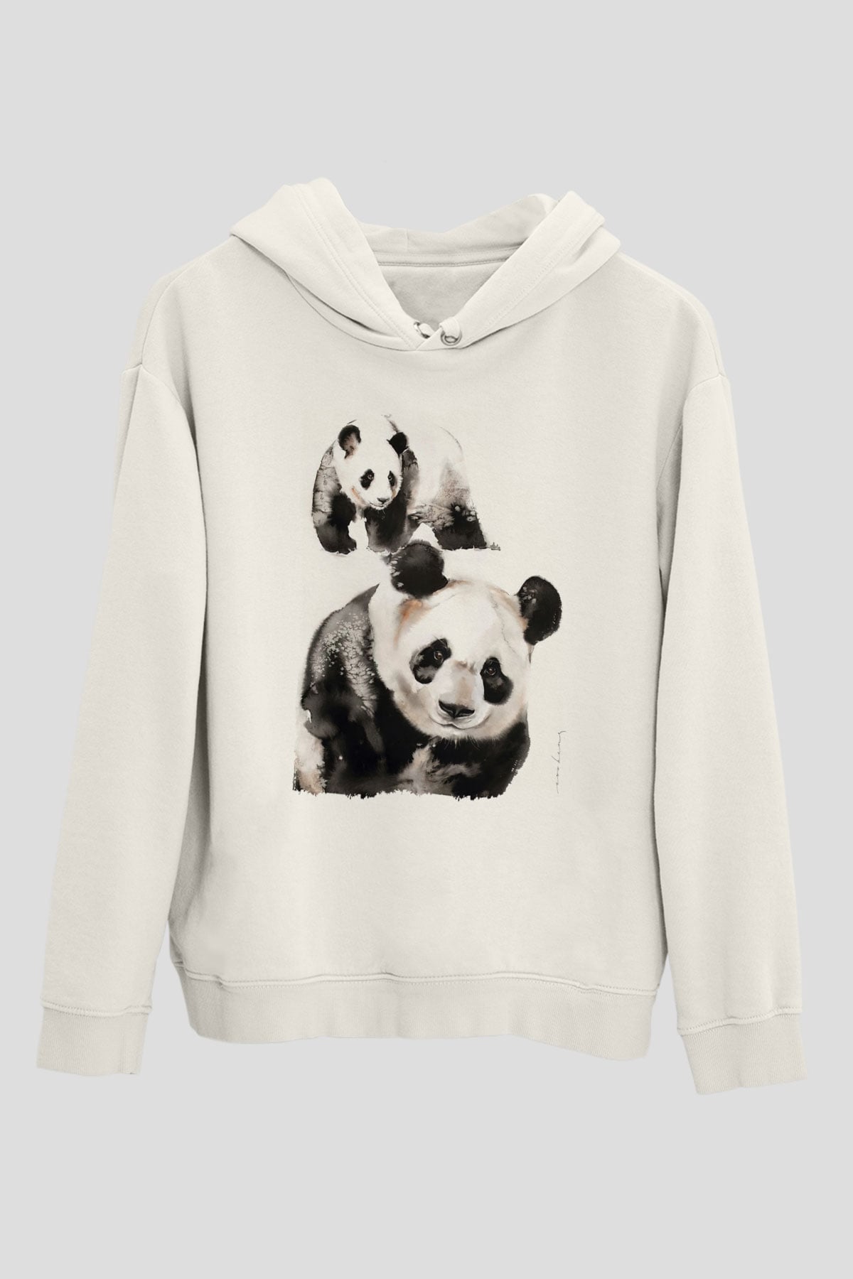 Panda Beyaz Unisex Hoodie