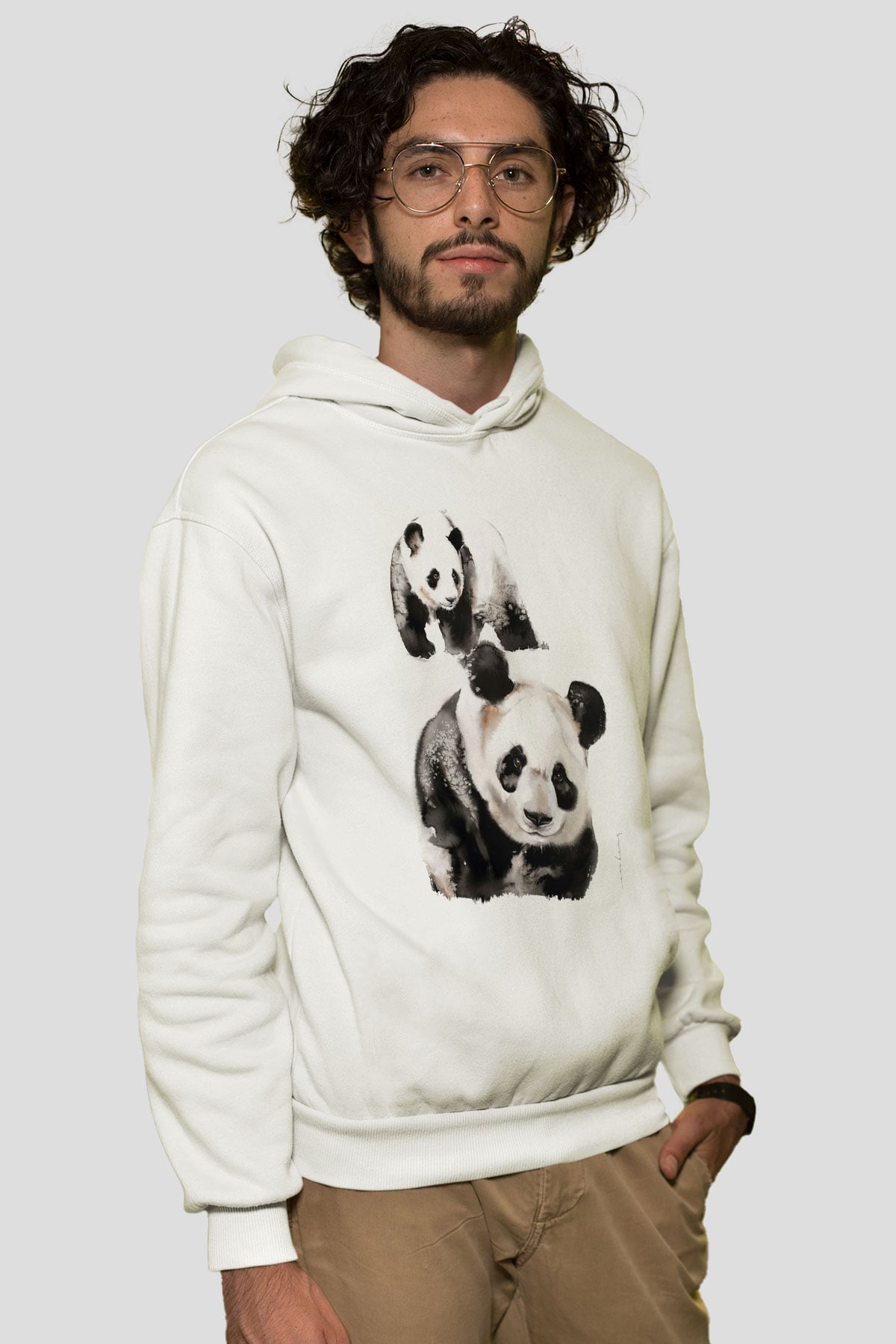 Panda Beyaz Unisex Hoodie