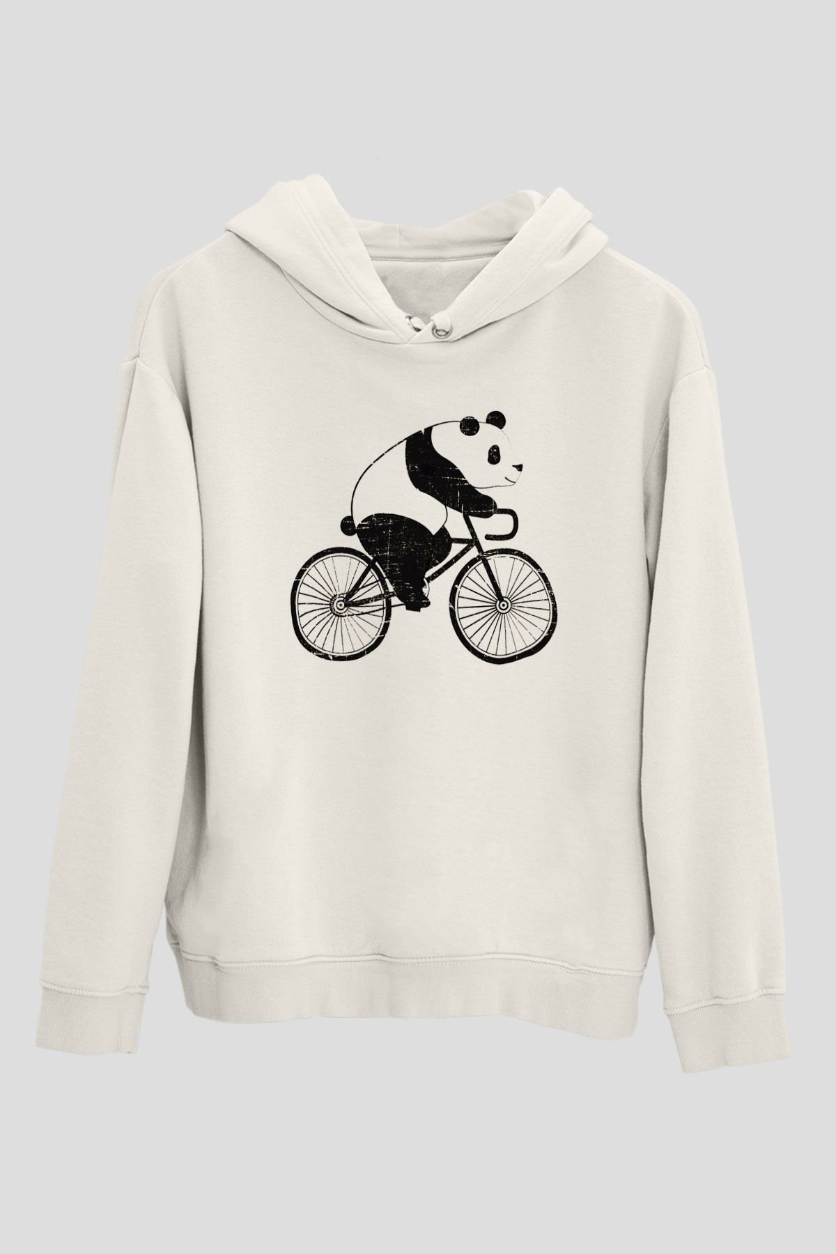 Panda Beyaz Unisex Kapşonlu Sweatshirt