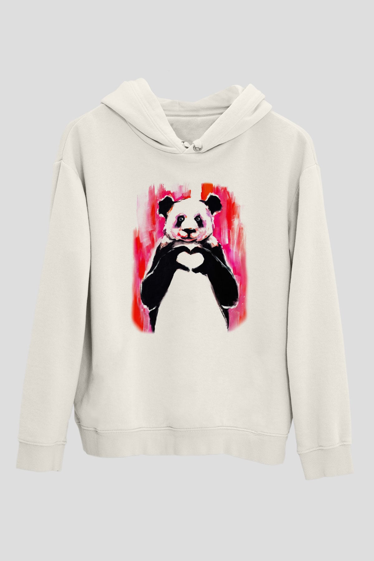 Panda Beyaz Unisex Kapşonlu Sweatshirt