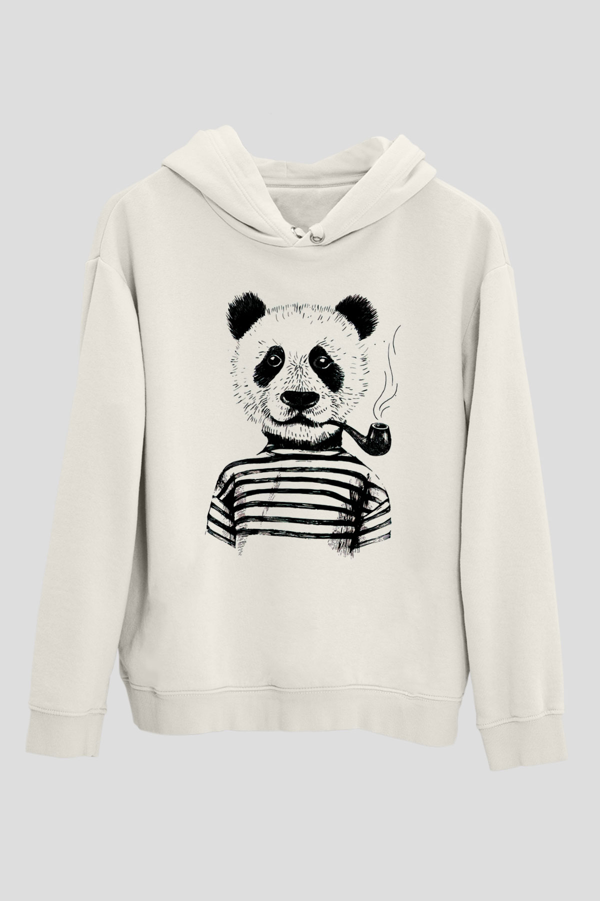Panda Beyaz Unisex Kapşonlu Sweatshirt