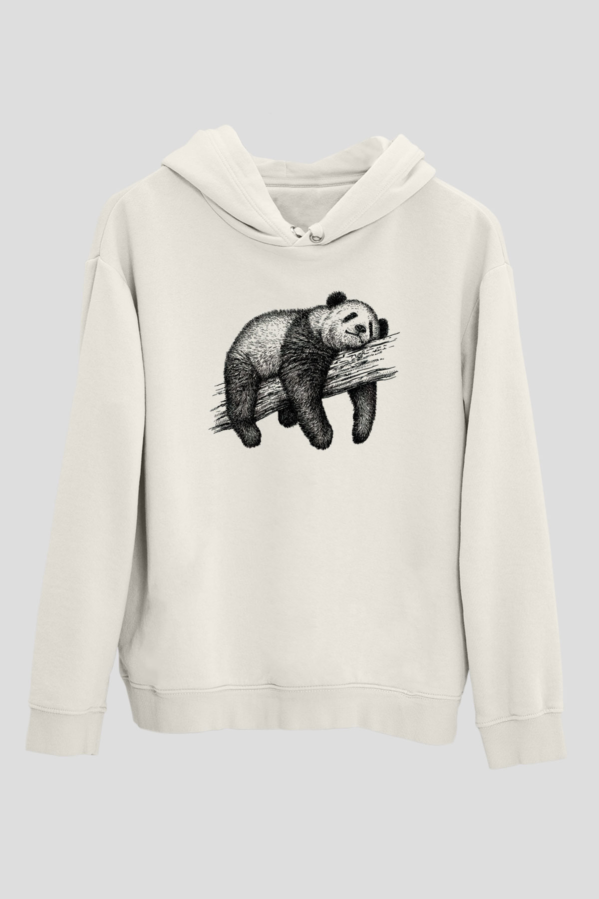 Panda Beyaz Unisex Kapşonlu Sweatshirt
