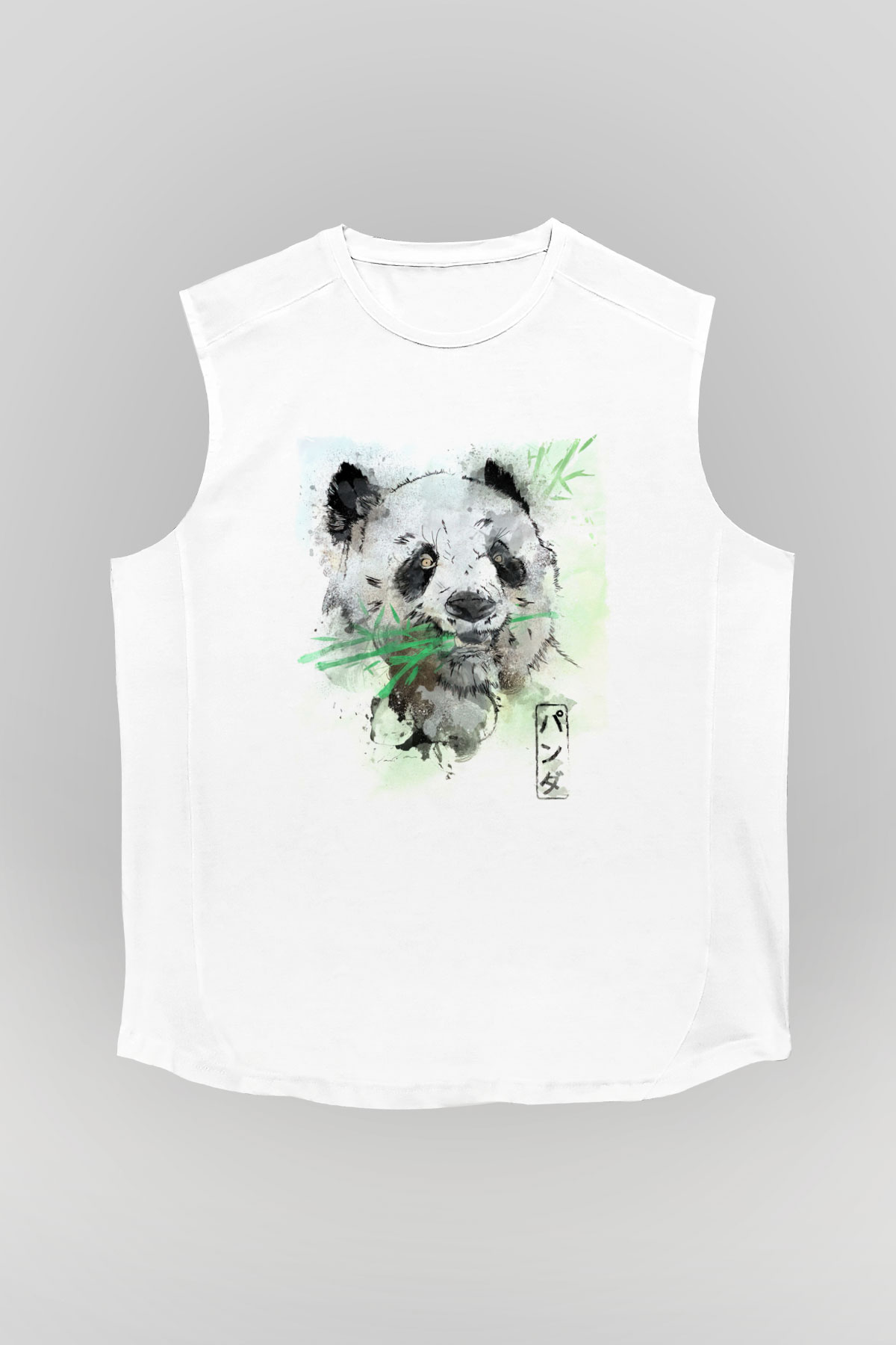 Panda Beyaz Unisex Kolsuz Tişört