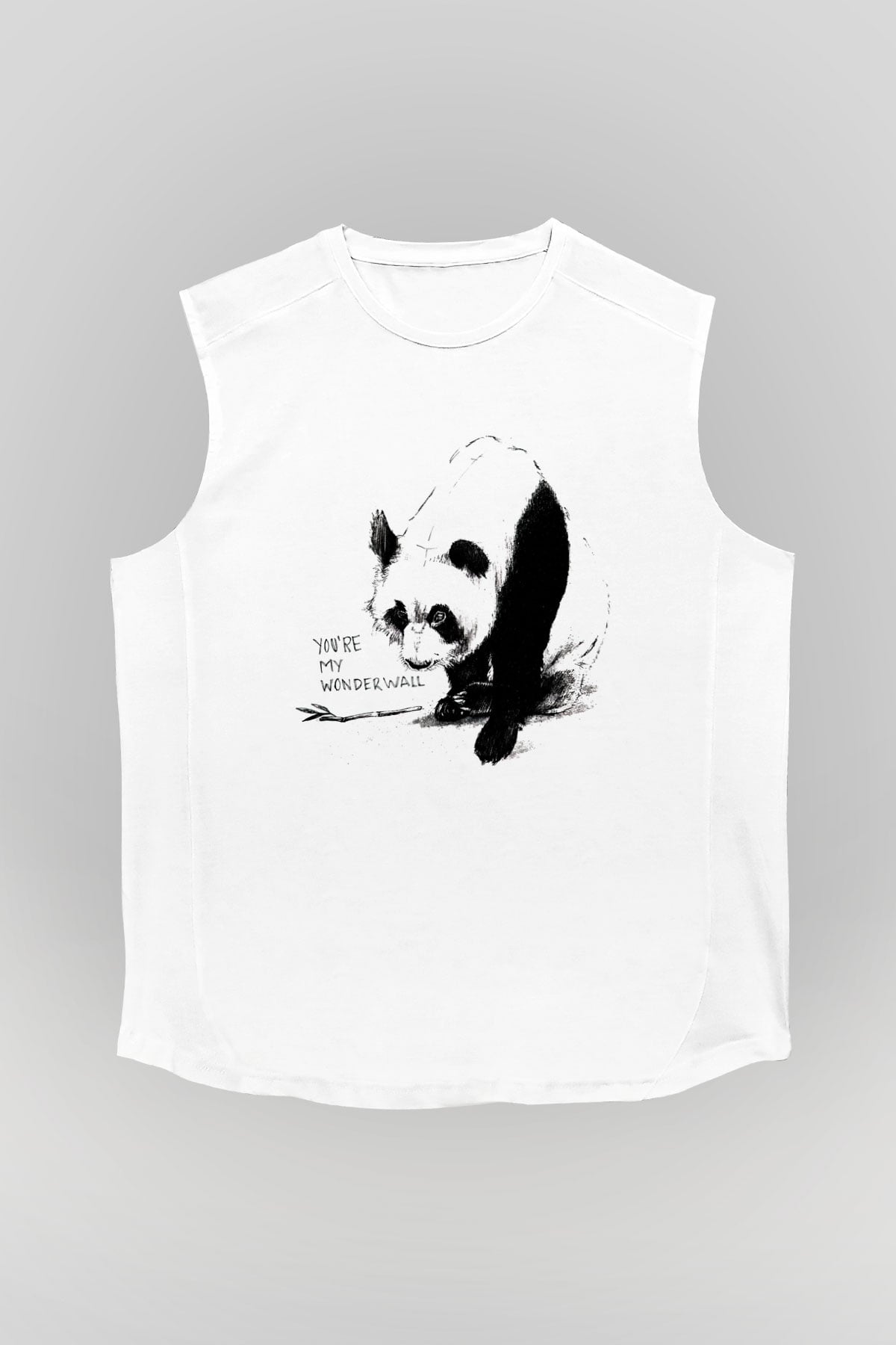 Panda Beyaz Unisex Kolsuz Tişört