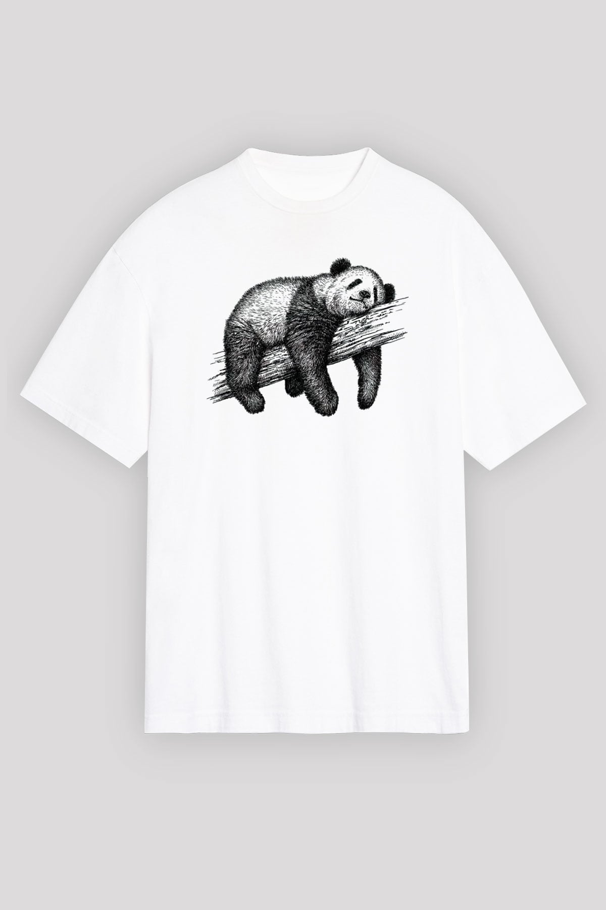 Panda Beyaz Unisex Oversize Tişört T-Shirt