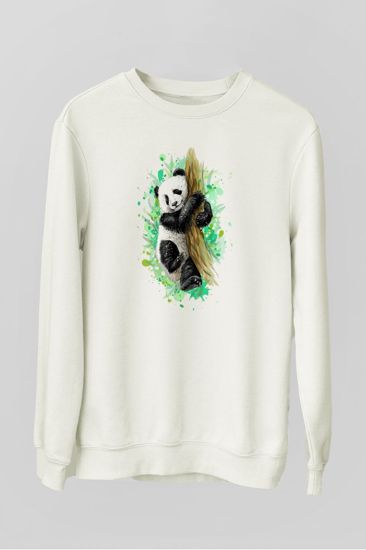 Panda Beyaz Unisex Sweatshirt