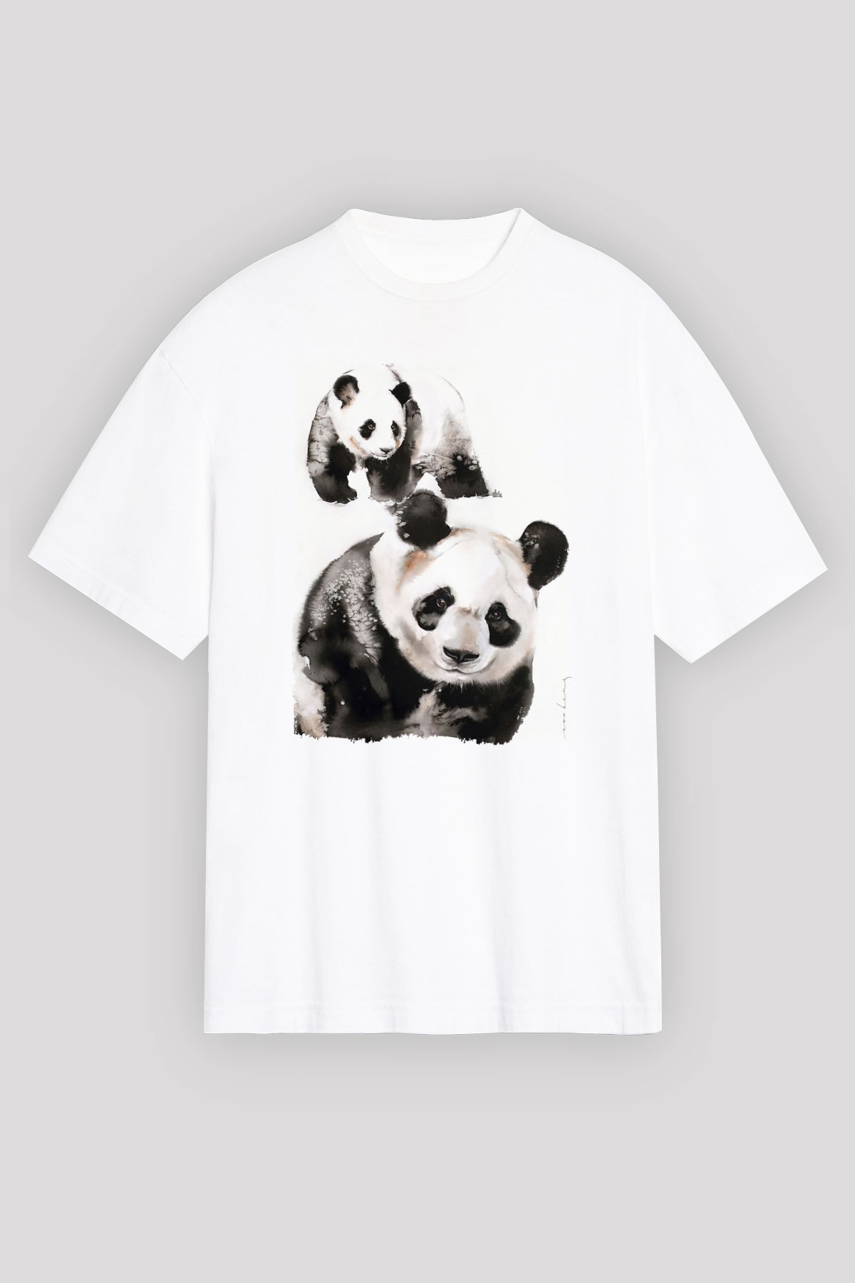 Panda Beyaz Oversize Tişört Oversize T-shirt - TişörtFabrikası