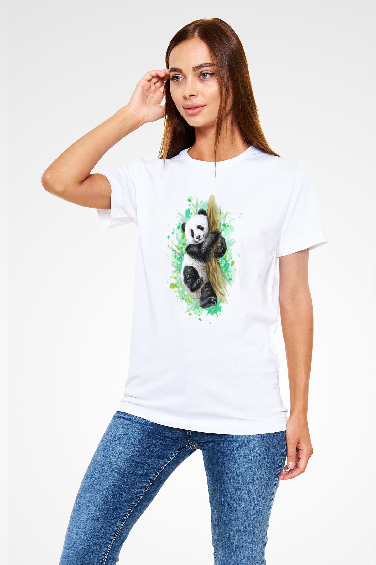 Panda Beyaz Unisex Tişört T-Shirt - TişörtFabrikası