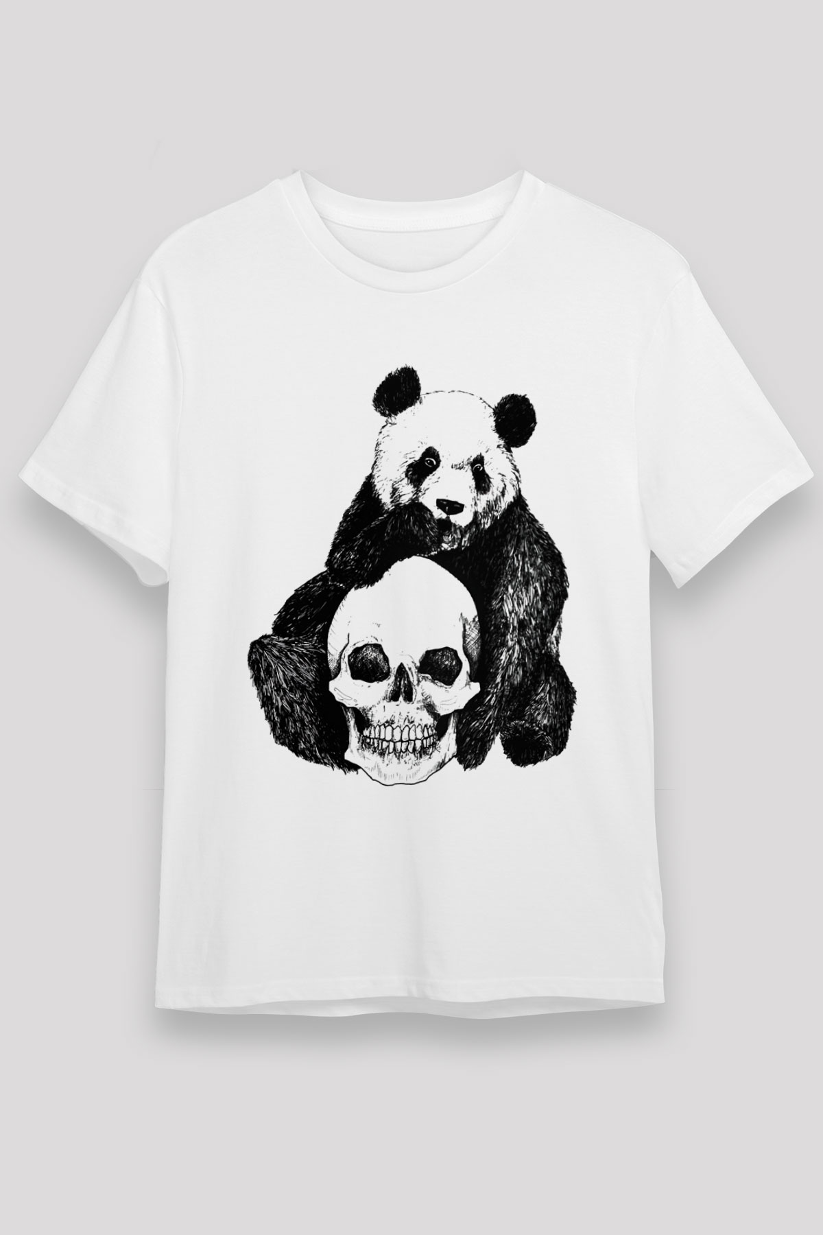 Panda Beyaz Unisex Tişört T-Shirt - TişörtFabrikası