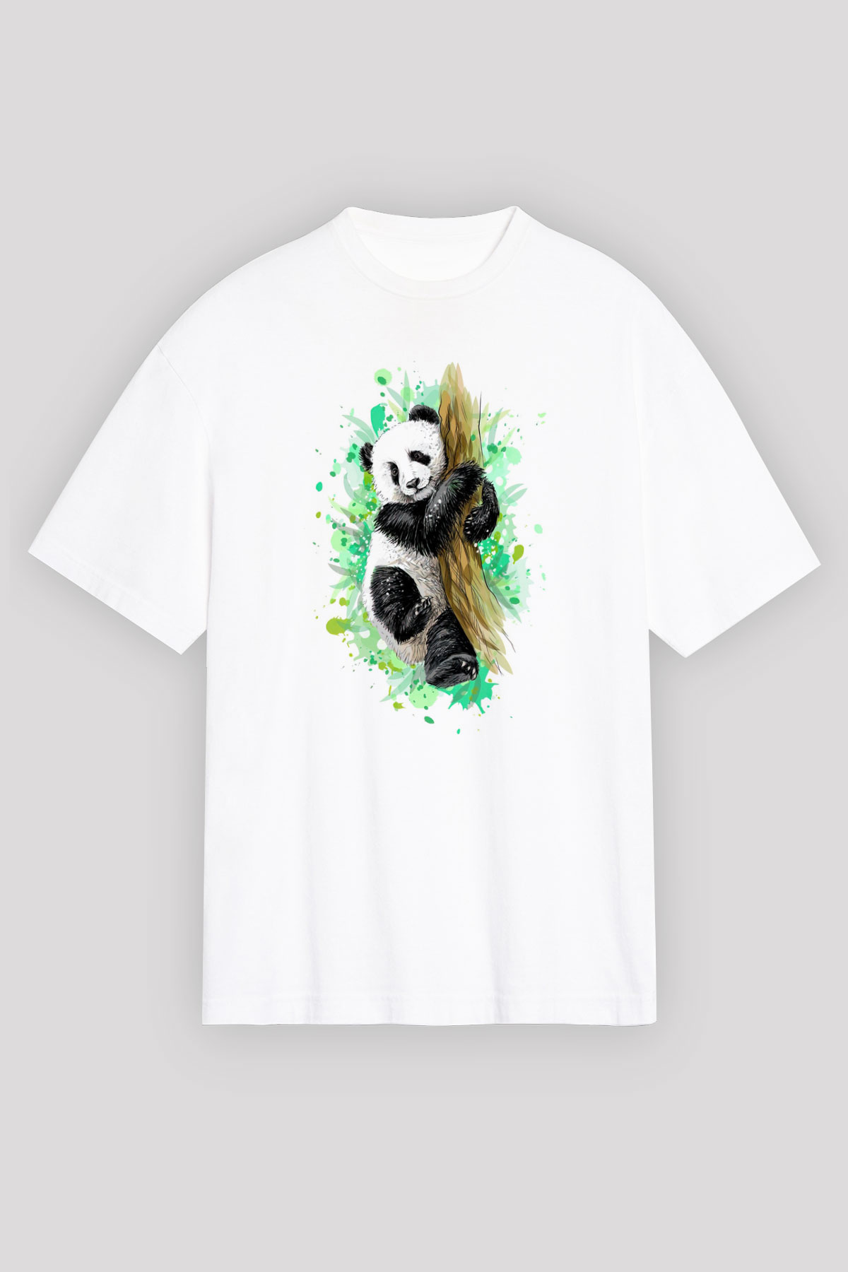 Panda Beyaz Oversize Tişört Oversize T-shirt - TişörtFabrikası