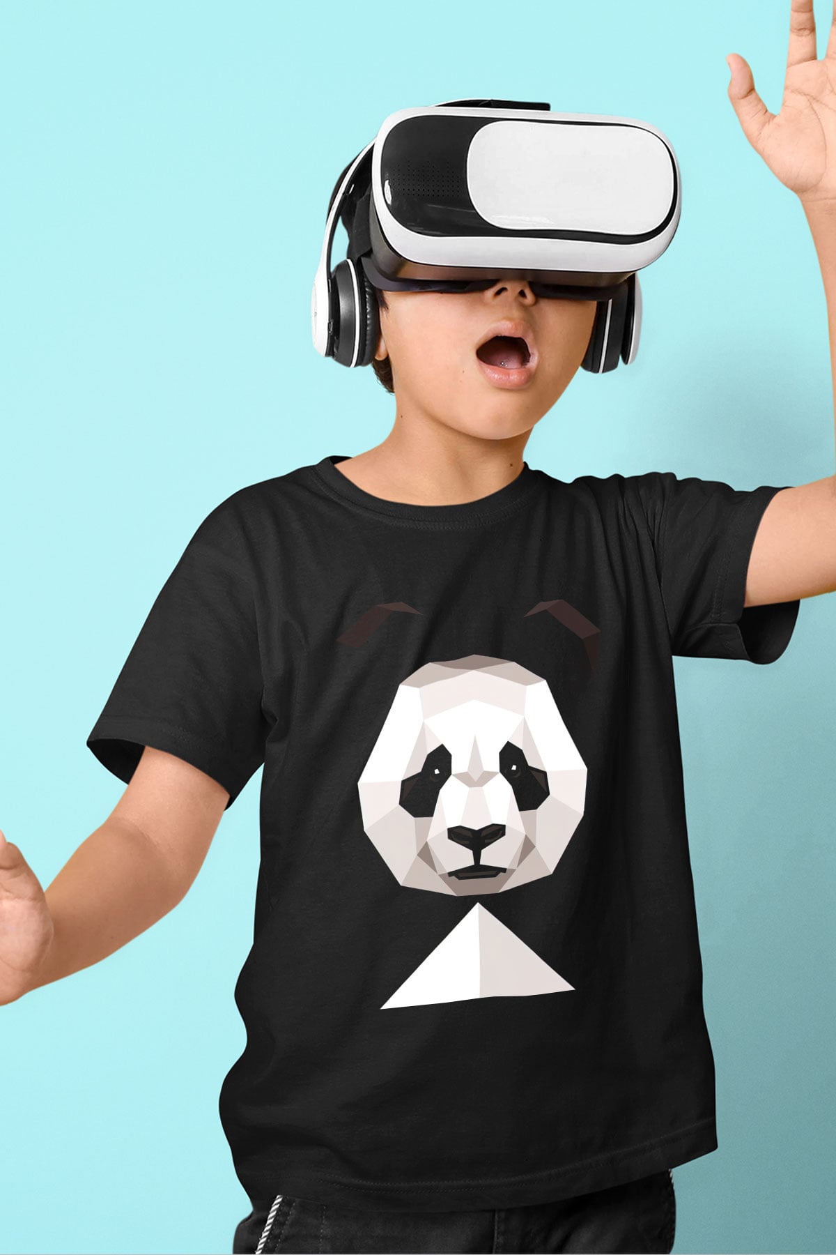 Panda Siyah Unisex Çocuk Tişört