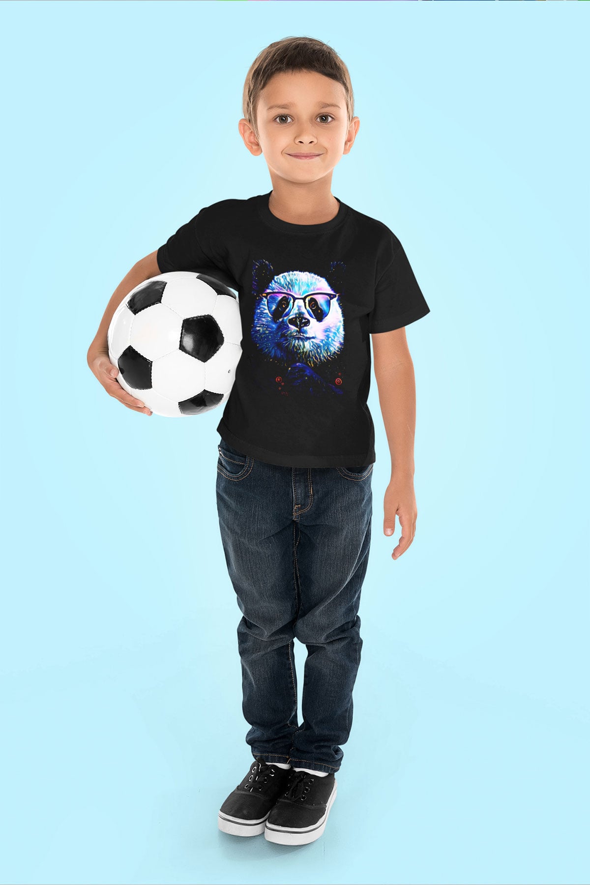 Panda Siyah Unisex Çocuk Tişört