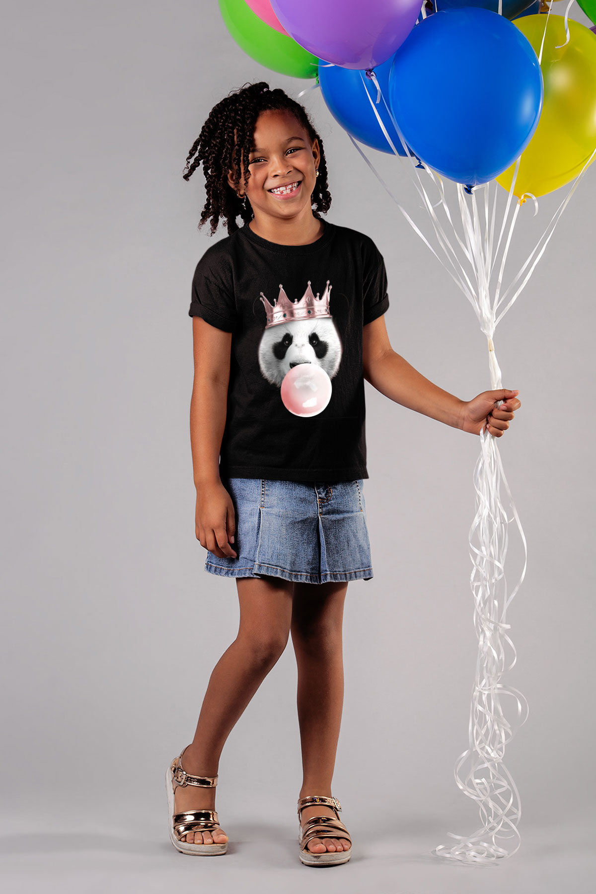 Panda Siyah Unisex Çocuk Tişört