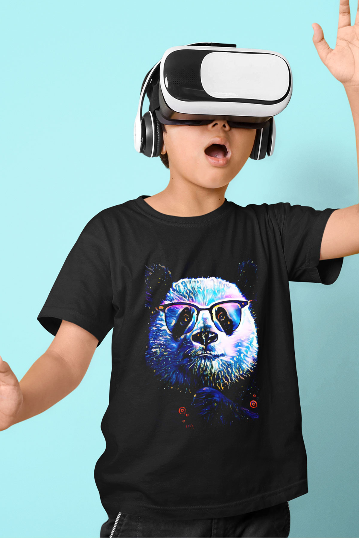 Panda Siyah Unisex Çocuk Tişört